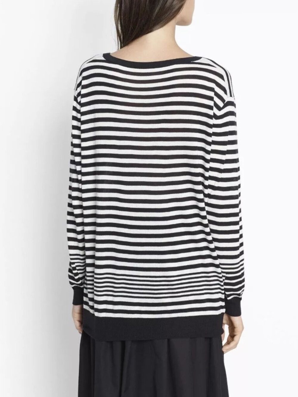 Vince Oversized Striped Crewneck Sweater Cotton Silk Cashmere NWT Size S $245 - Picture 3 of 16